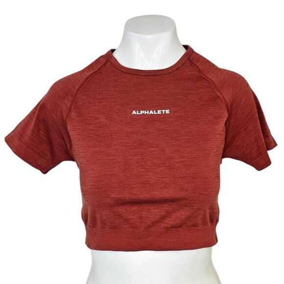 Alphalete Tops - Alphalete Womens Amplify Short Sleeve Crop Top, Lightweight, Orange, Size Medium